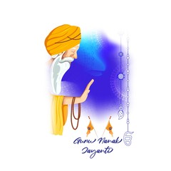 Vector illustration banner of Guru Nanak Jayanti, Gurpurab, religious festival of Sikh with holy symbol and flag