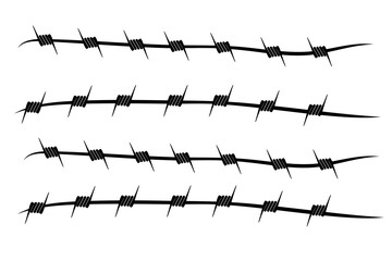 Barbed wire on vector line pattern