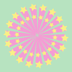 Obraz premium Retro stars on a circle digital vector art in pastel colors. 