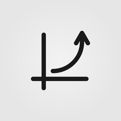 Growth trend icon. Presentation chart with upward curve with exponentially increasing values. Vector Illustration
