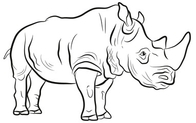 ПечатьIn the animal world. Coloring book for children, big and scary rhino.