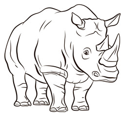 ПечатьIn the animal world. Coloring book for children, big and scary rhino.