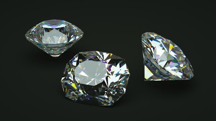 Shimmering Photorealistic Diamonds Illustration on Black Background
