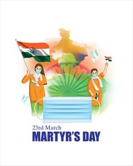 vector illustration for patriotic concept banner for Martyr's Day, 23 march with tricolor abstract background