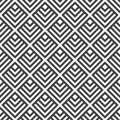Abstract geometric seamless mosaic pattern. Modern stylish texture. Repeating geometric rhombuses tiles with stripe elements. Vector monochrome background.