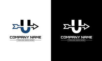 Vector illustration of U logo shape arrow graphic