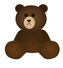 Brown sitting teddy bear. vector