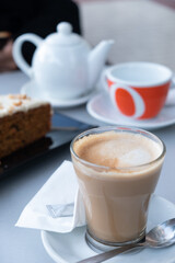 Coffee and carrot cake on a cold winter day