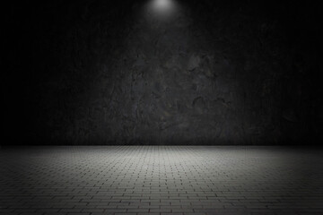 Dark and gray abstract cement wall and studio room , interior texture for display products,wall background.