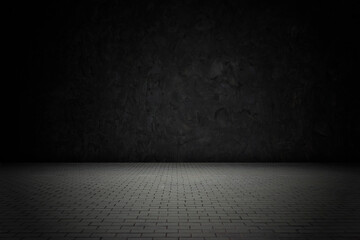 Dark and gray abstract cement wall and studio room,basement interior texture for display products,wall background.