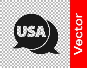Black USA label icon isolated on transparent background. United States of America. Vector.