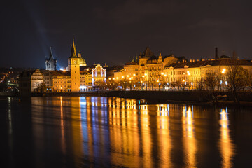 Fototapeta na wymiar River bank in Prague, taken in December 2020.