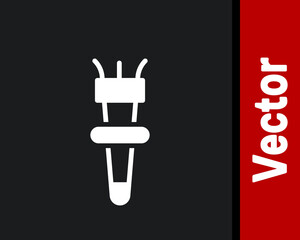 Obraz premium White Torch flame icon isolated on black background. Symbol fire hot, flame power, flaming and heat. Vector.