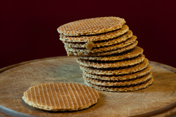 Dutch traditional cookies, stroopwafels, toffi, caramel cakes.
