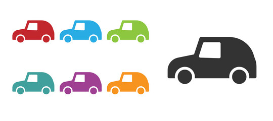 Black Toy car icon isolated on white background. Set icons colorful. Vector.
