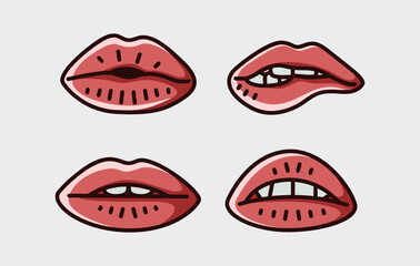 set lips modern vector art. for icon, symbol, clip art