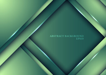 Template design abstract green nature gradient stripes overlap layer background with lighting.