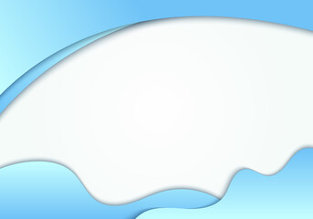 Abstract blue fluid shape with curved header on white background