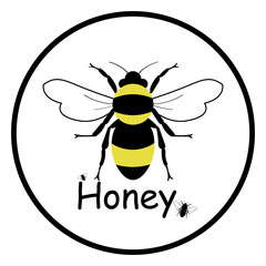 Bee logo. Honey icon. Simple bee on a white background, logo. Vector illustration