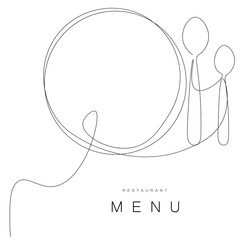 Menu restaurant background with plate and spoon vector illustration
