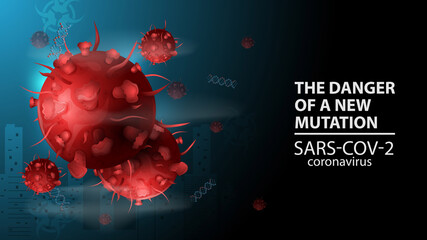 banner illustration for the design with the inscription warning of a new mutation of the corona virus SARS-CoV-2