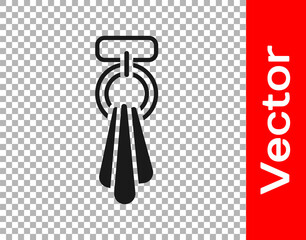 Black Towel on a hanger icon isolated on transparent background. Bathroom towel icon. Vector.