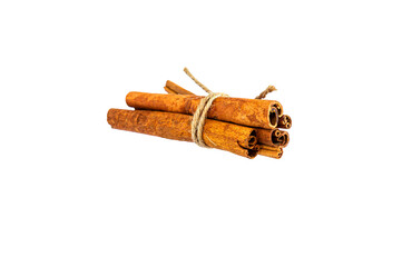 Tied together cinnamon isolated on a white background