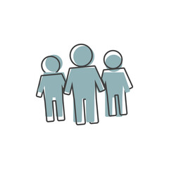 Vector people icon. Crowd on cartoon style on white isolated background.