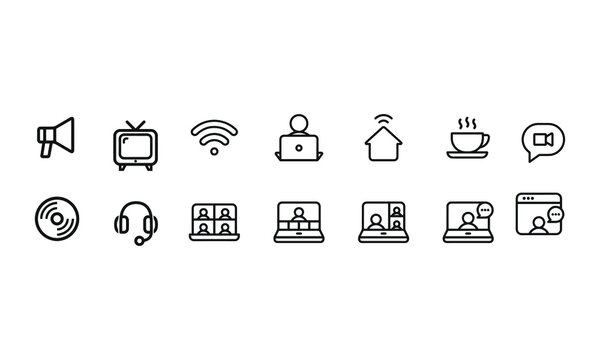 Work From Home Icons Vector Design 