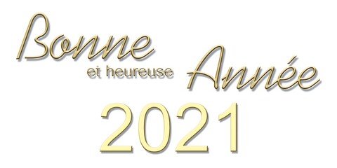 Voeux de bonne et heureuse année 2021 en 3D sur fond blanc