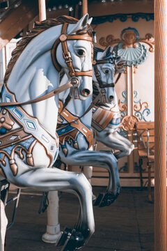 Vintage carousel horse. Retro toning