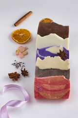Multi-colored handmade soap.