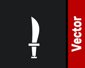White Pirate sword icon isolated on black background. Sabre sign. Vector.