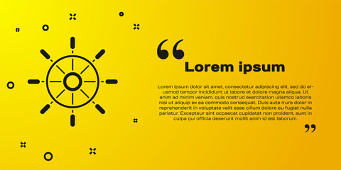 Obraz premium Black Ship steering wheel icon isolated on yellow background. Vector.
