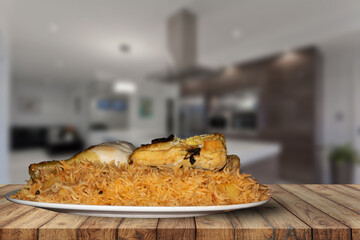 Chicken mandi or mandi traditional Arabic food
