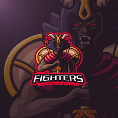 Fighter espor logo mascot  gaming team