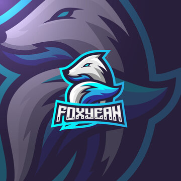 Fox Blue Esport Logo Mascot Gaming Team