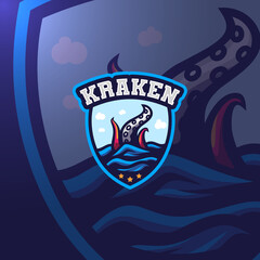 Kraken esport logo mascot team gaming squad, © amrikhsn