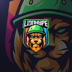 Fototapeta na wymiar Lion hype esport logo gaming team mascot