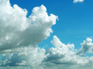 White clouds and bright sky.