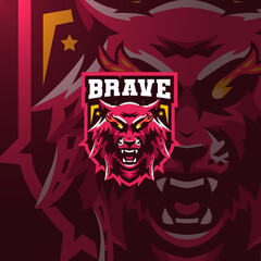 Tiger brave esport gaming logo squad mascot