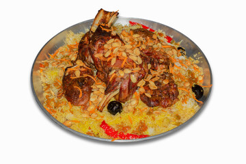 Mandi is a traditional dish from Yemen of meat, rice, and spices. It is now very popular in other areas of the Arabian Peninsula, and it is also common in Egypt and Levant and Turkey.