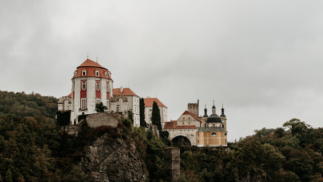Panorama of the Vranov nad Dyji castle in South Moravian Region in Czech Republic