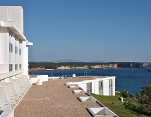 Sagres harbor view with modern hotel , Algarve - Portugal 