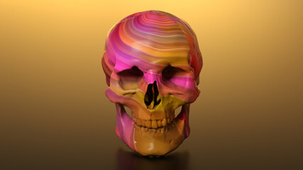 3d render Colored skull illustration