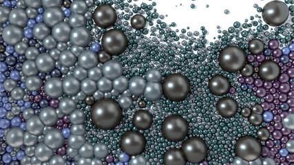 3d render. Abstract of spheres of different colors and sizes