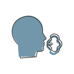 Vector icon sick man coughs and sneezes on cartoon style on white isolated background.