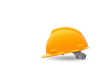 Yellow safety helmet isolated on white background.