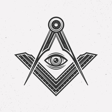 Illuminati logo concept. Freemasonry, Illuminati conspiracy logo template. Vintage typography. Print for t-shirt. Tattoo design. Vector illustration