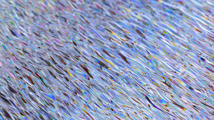 Abstract Holographic foil wave background. Rainbow metal background. Foil texture